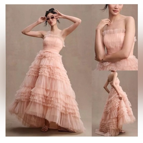 MAC DUGGAL tiered strapless tulle high low gown size 6 - Picture 1 of 15